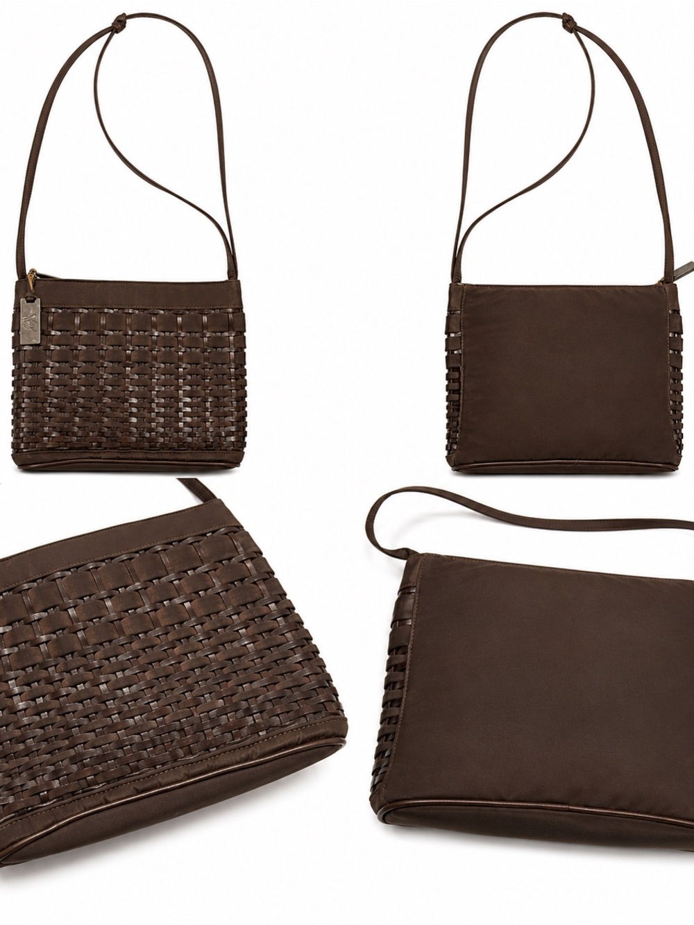 Vintage Y2K Sharif Brown Woven Crossbody Bag Boho Basket Weave Purse